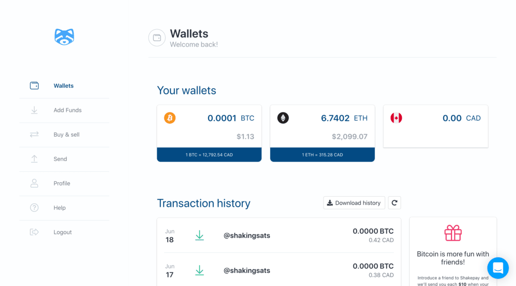 Shakepay Wallets