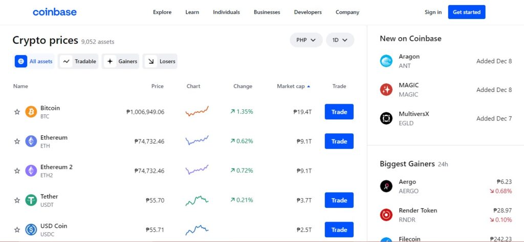 Coinbase - Crypto Prices