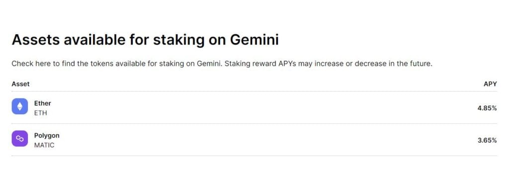 Gemini Earn-Staking