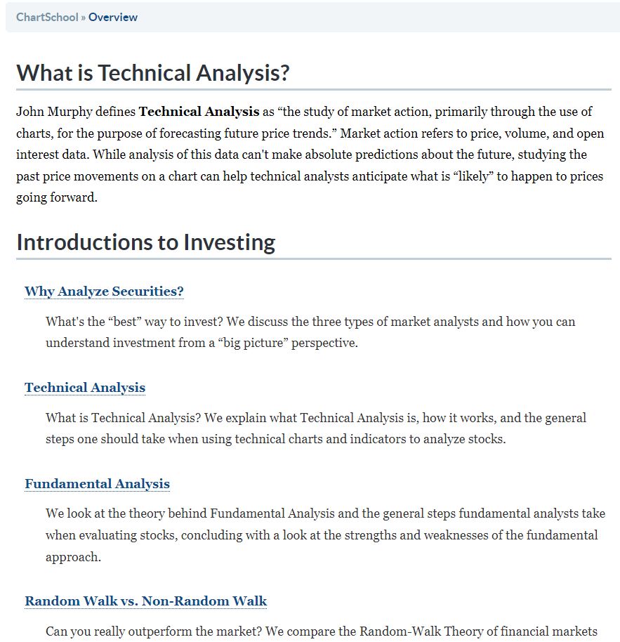 Stockcharts Chart School